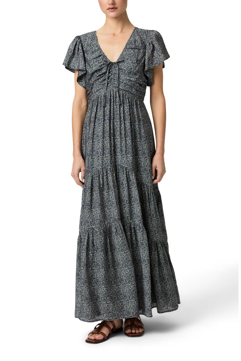 Kinga Fit & Flare Maxi Dress, Main, color, NAVY MULTI
