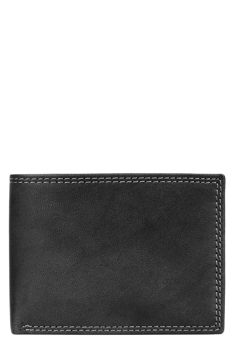 Credit Card RFID Leather Billfold Wallet, Main, color, BLACK