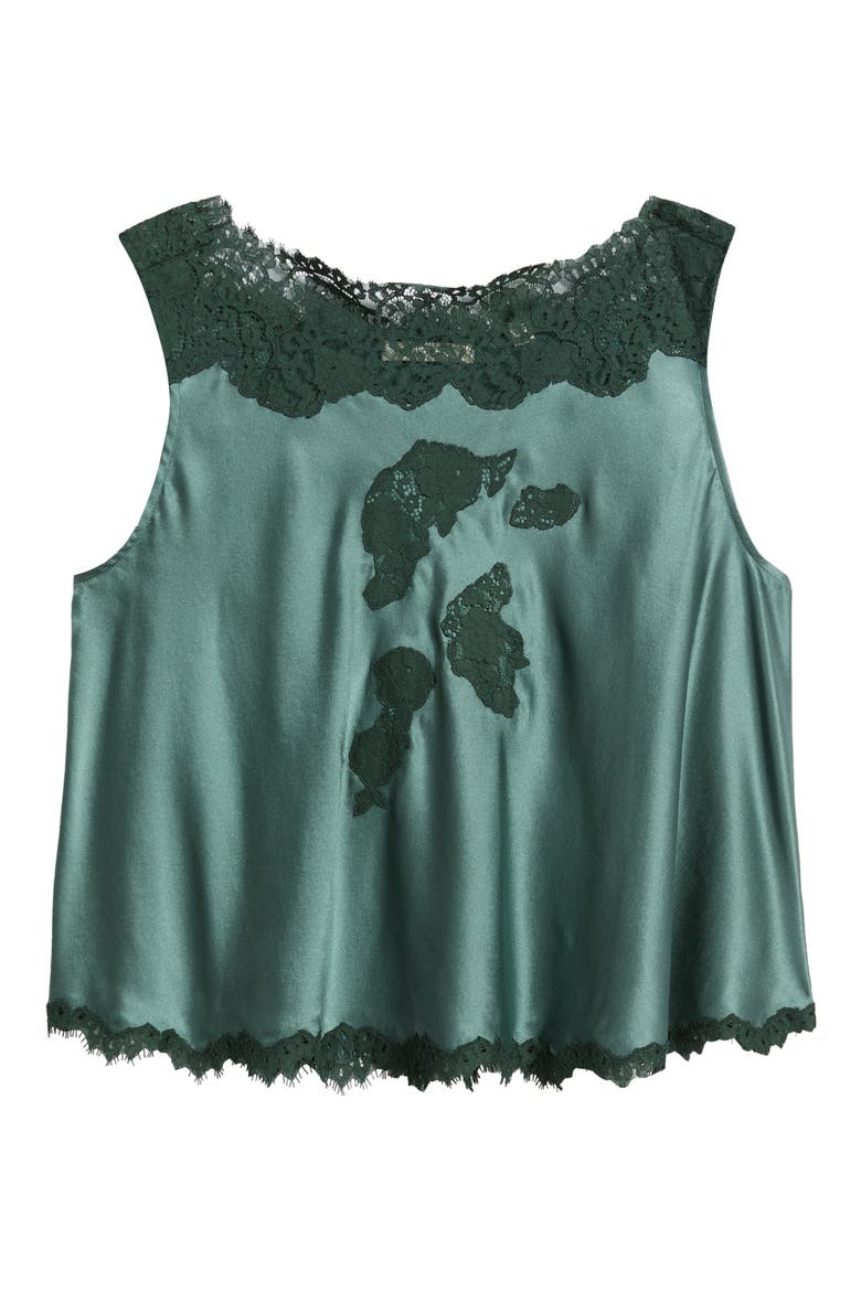 Valerina Silk Lace Top, Alternate, color, DULAC GREEN