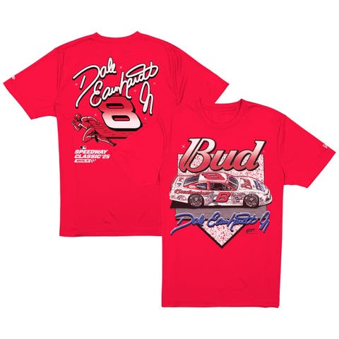 Men's New Era Red Dale Earnhardt Jr. Budweiser x MLB 2025 Speedway Classic Car T-Shirt