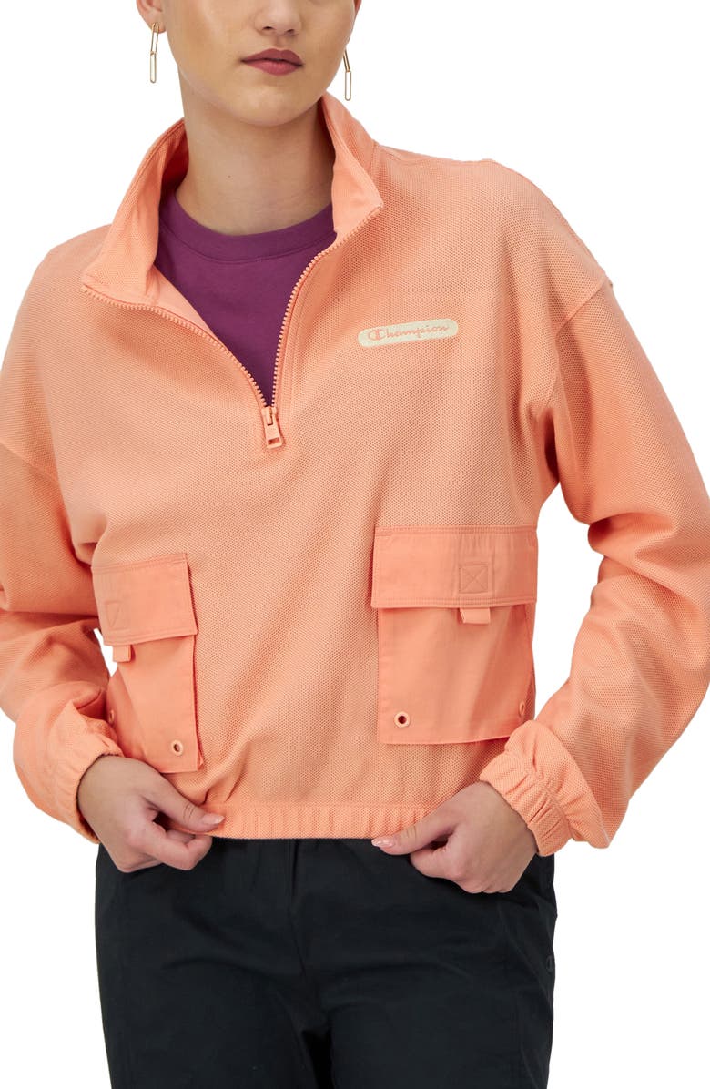 Champion Campus Piqué Quarter Zip Pullover, Main, color, 