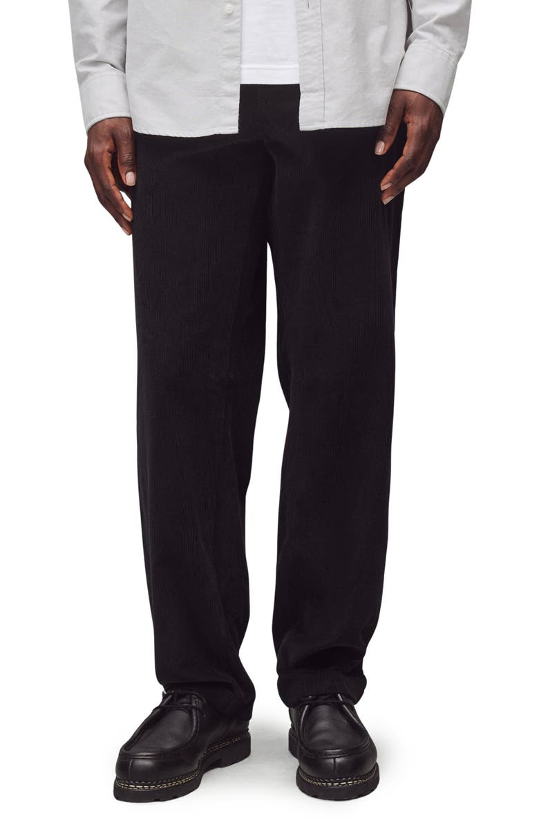 Reigning Champ Grounds Straight Leg Cotton Corduroy Work Pants, Main, color, Black