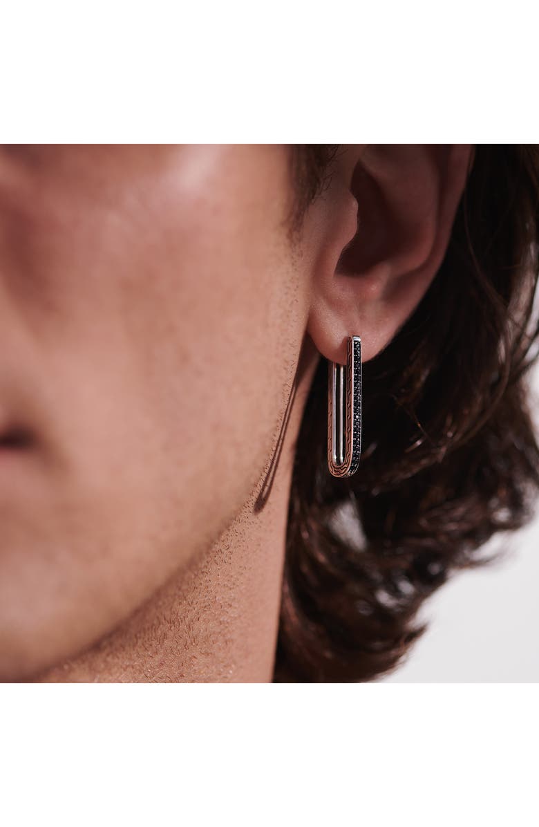 John Hardy Carved Chain Hoop Earrings, Silver, Pavé, Alternate, color,