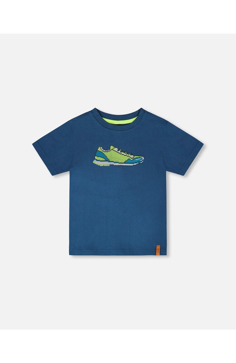 Deux par Deux Organic Cotton Jersey Sneaker Shoe Graphic T-Shirt, Main, color, Dark Blue