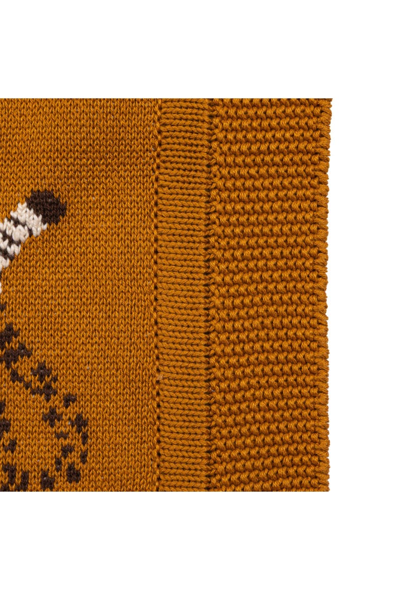 Cotton Knit Baby Blanket with Cheetahs, Mustard Color, Black and White, Alternate, color, Black