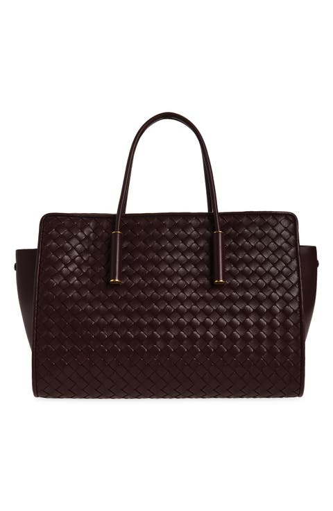 Small Barbara Intrecciato Leather Tote
