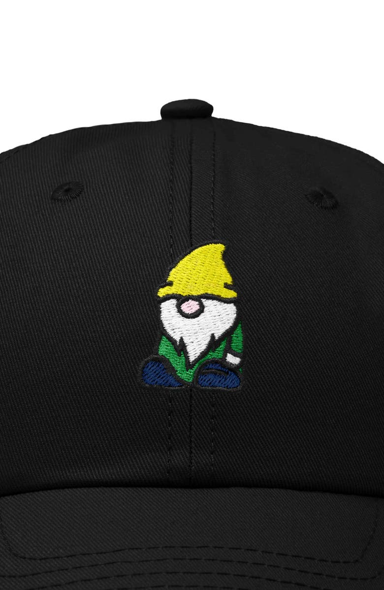 Dalix Gnome Embroidered Dad Hat, Alternate, color, Black