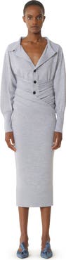 Lanvin Draped Midi Skirt In Wool