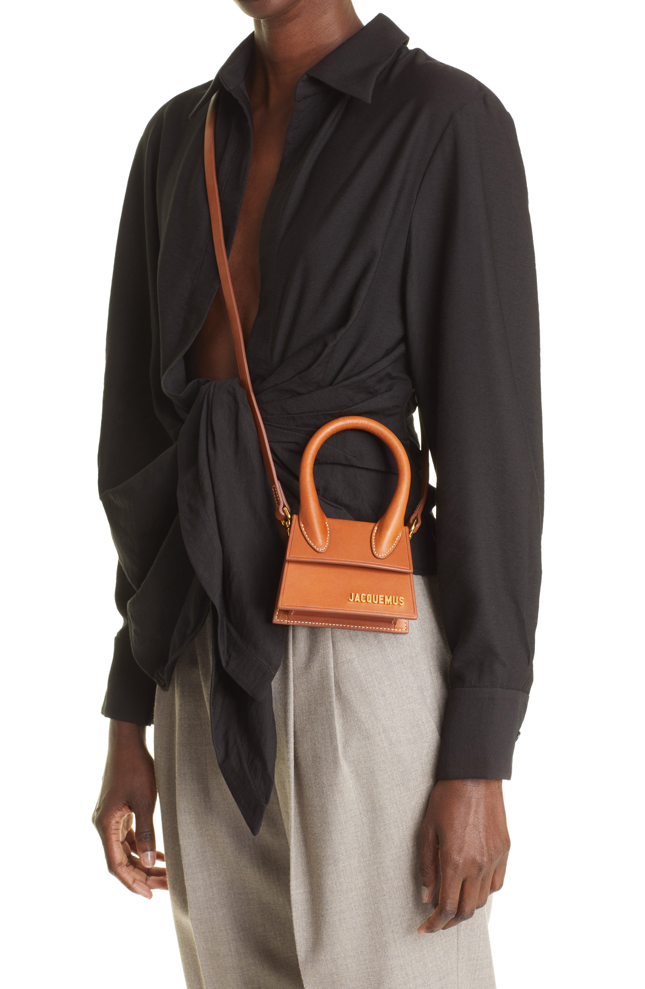 Le Chiquito Leather Mini Top Handle Bag, Alternate, color, BROWN