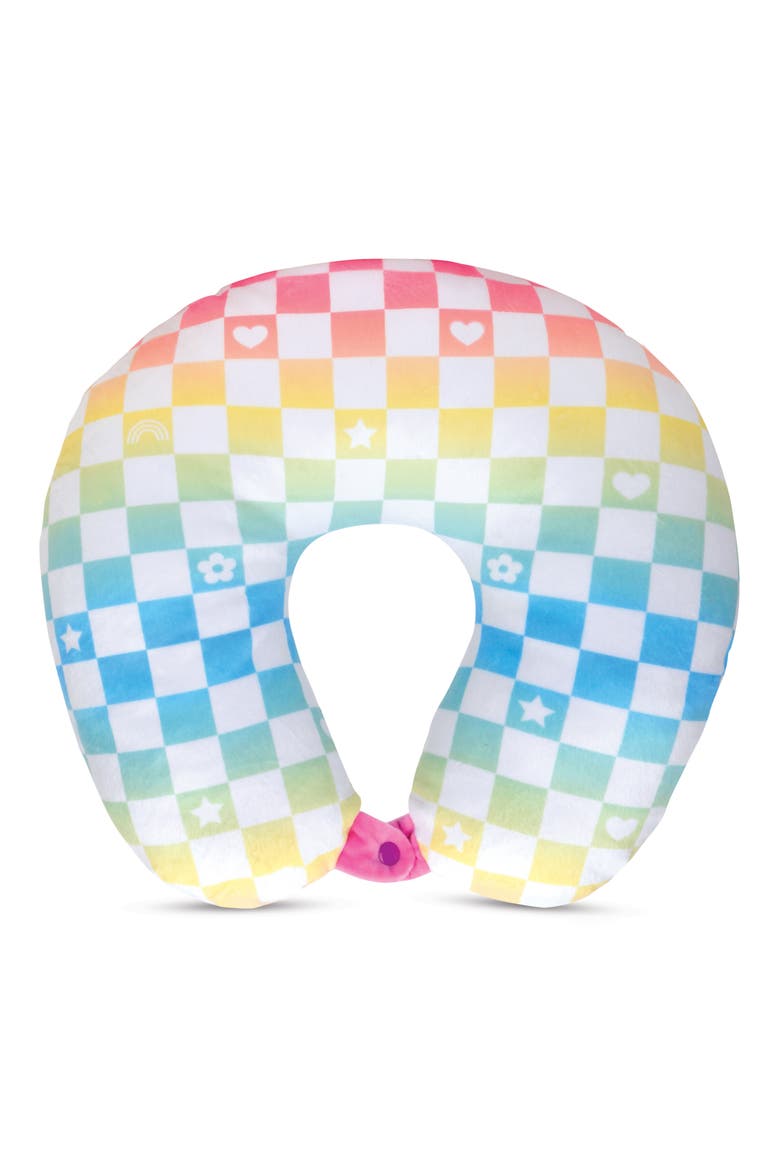 Ombré Checkerboard Neck Pillow, Main, color, MULTI