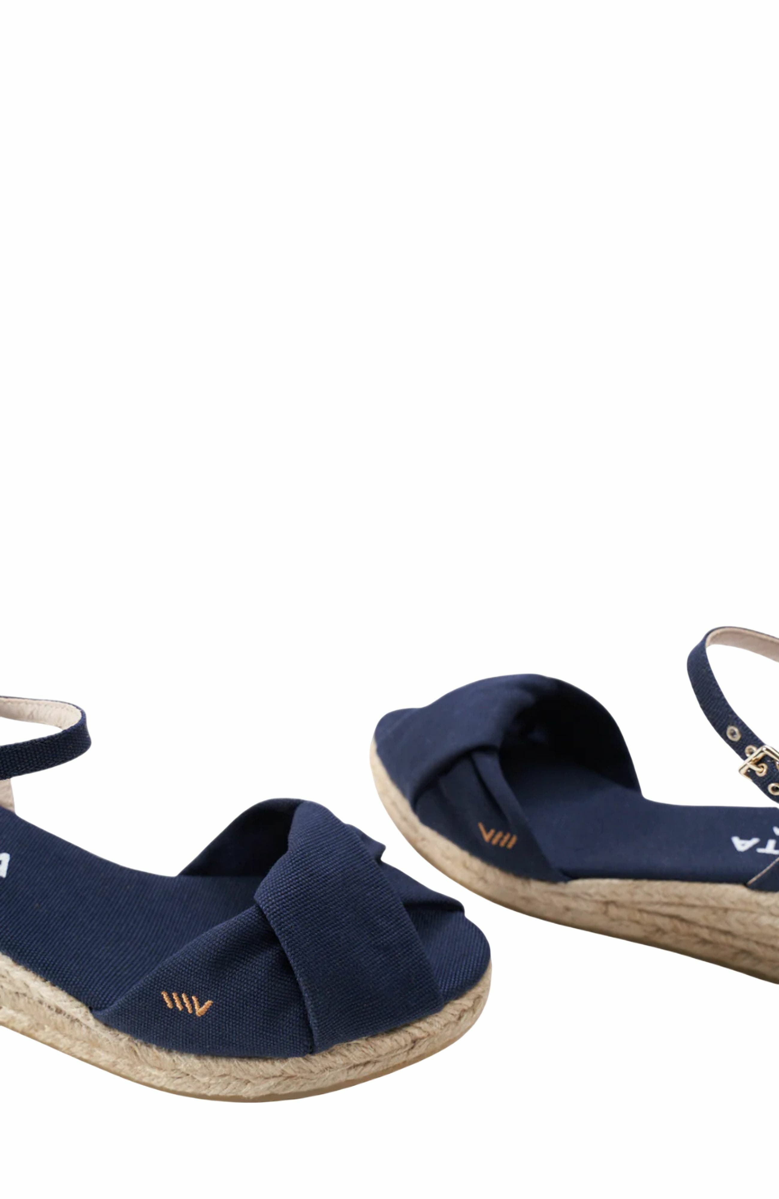 VISCATA Farella Canvas Espadrille Sandal Wedges, Alternate, color, Navy Blue