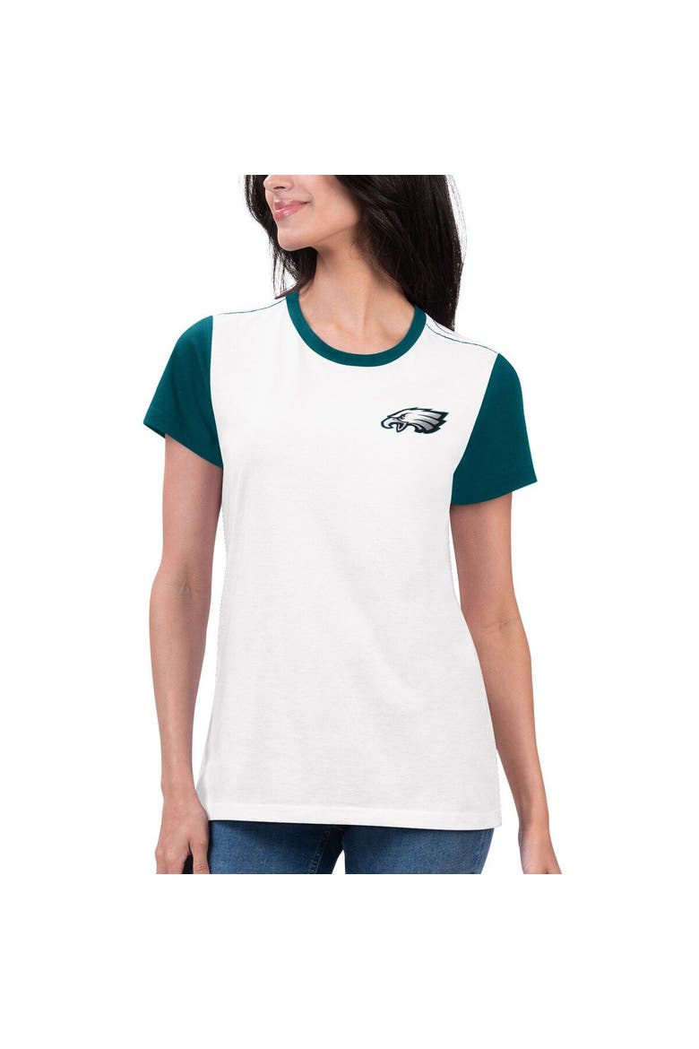 Women's G-III 4Her by Carl Banks White/Midnight Green Philadelphia Eagles Fashion Illustration T-Shirt, Main, color, White