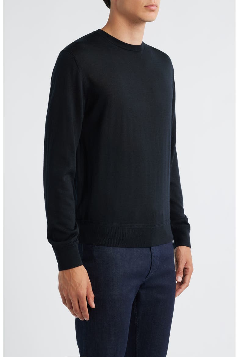 Wool, Silk & Cashmere Crewneck Sweater, Alternate, color, BLACK