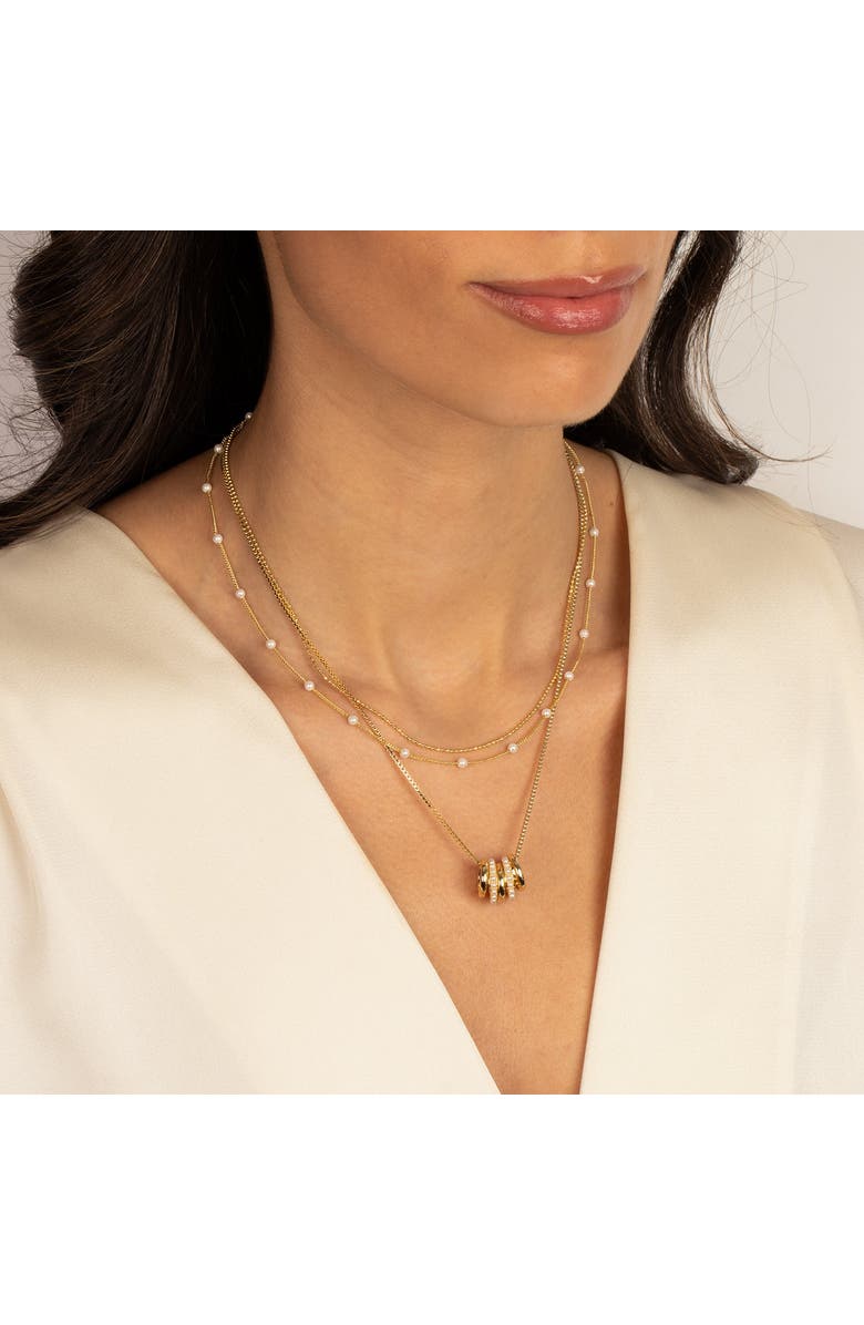 BY ADINA EDEN Pearl & Solid Roller Charm Necklace, Alternate, color, Gold