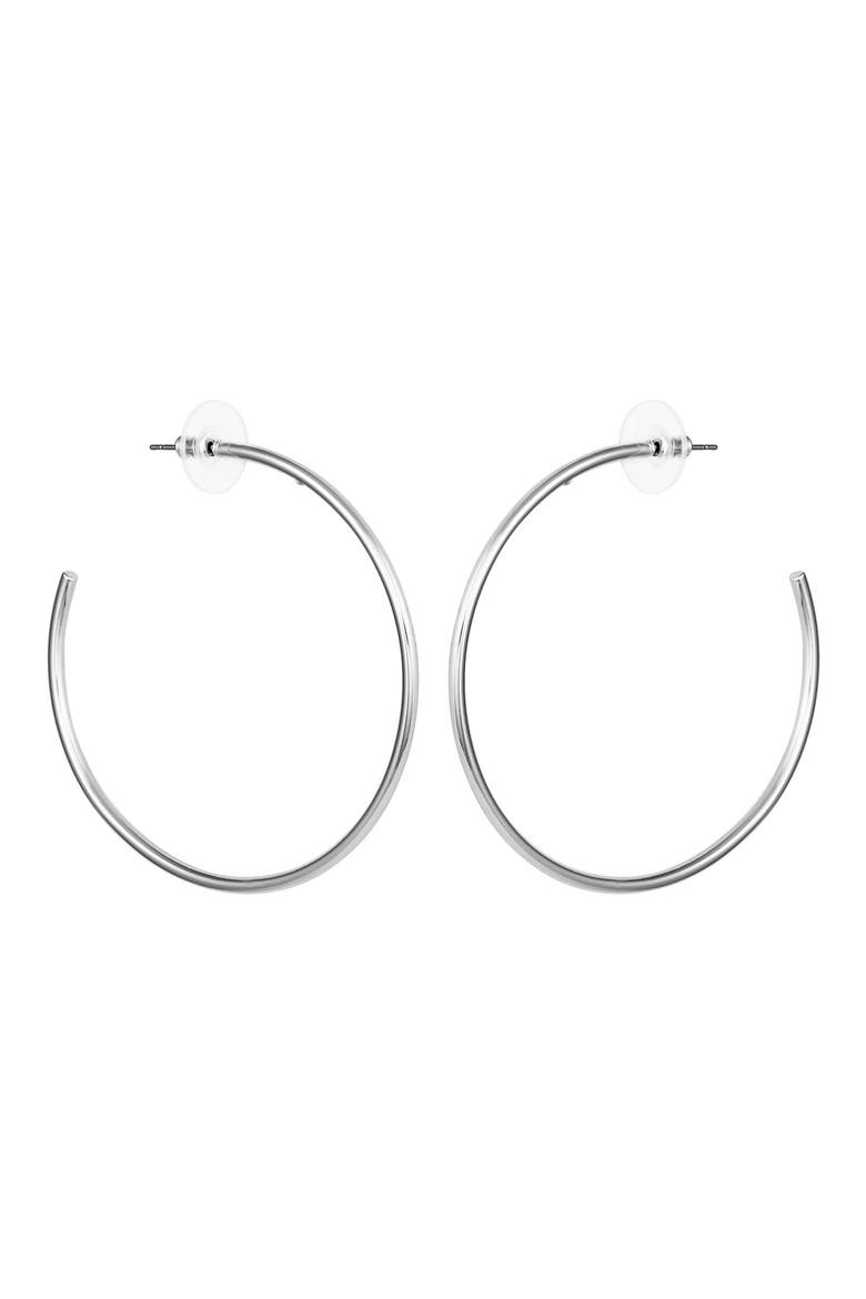 Large Hoop Earrings, Main, color, SILVER