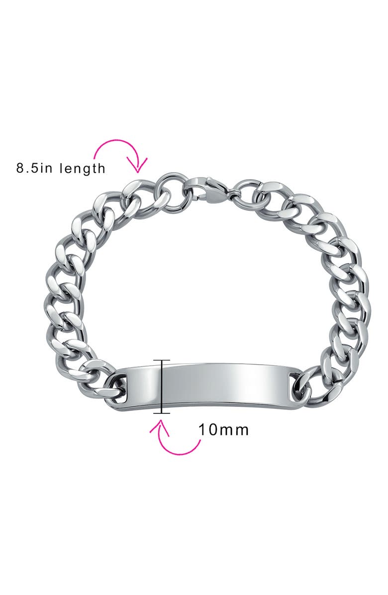 BLING JEWELRY Plate Charm Chain Bracelet, Alternate, color, Silver