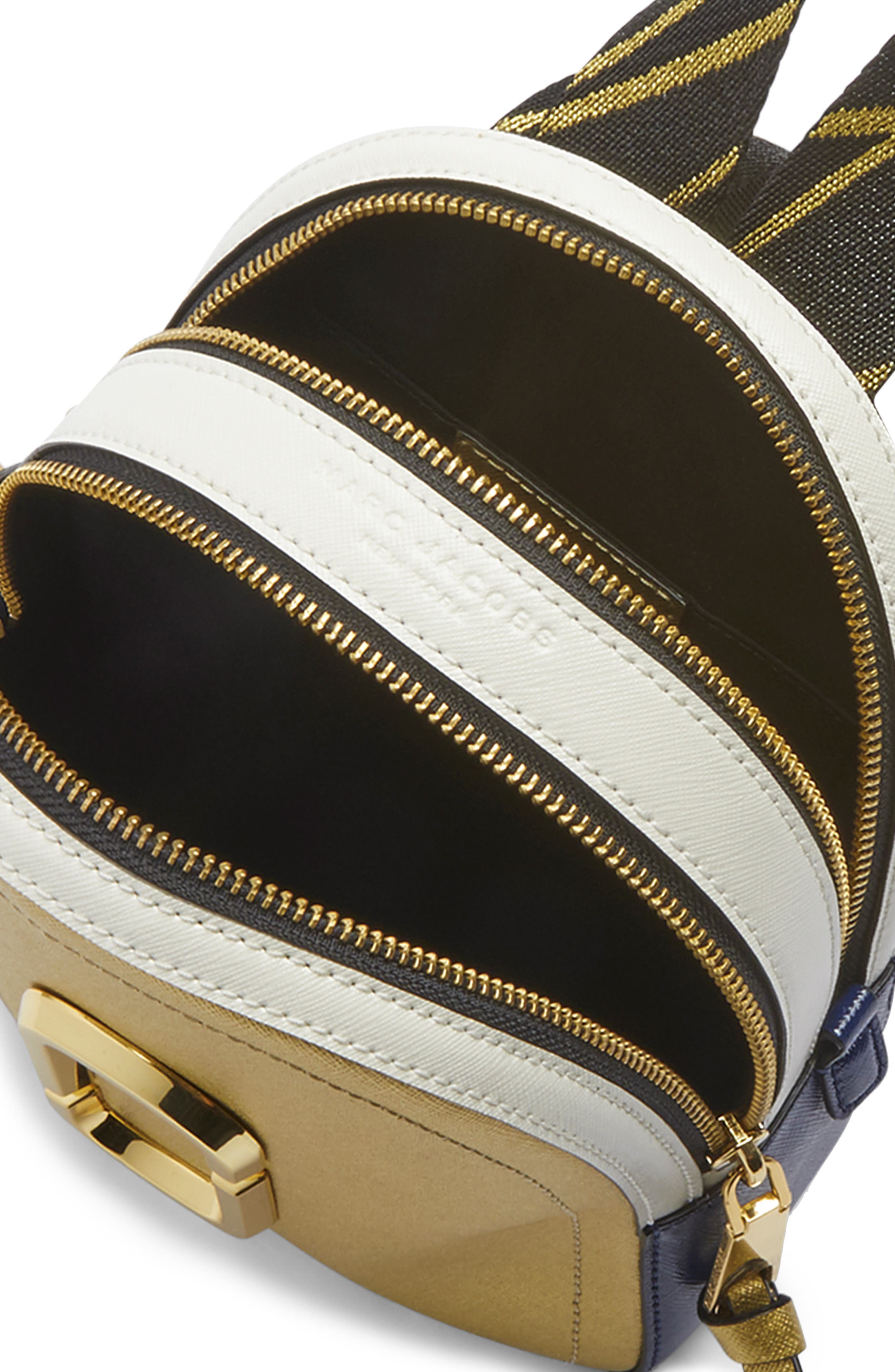 Snapshot Mini Leather Backpack, Alternate, color, GOLD MULTI
