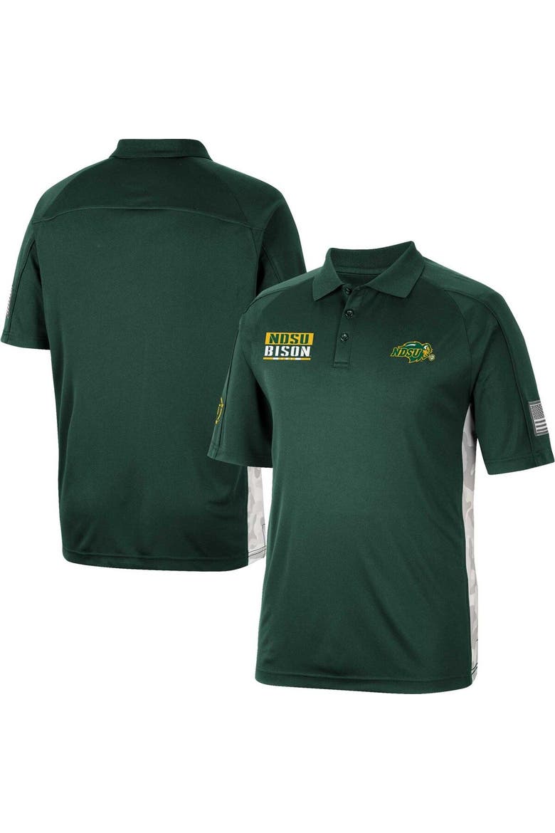 Men's Colosseum Green NDSU Bison OHT Military Appreciation Snow Camo Polo, Main, color, Green