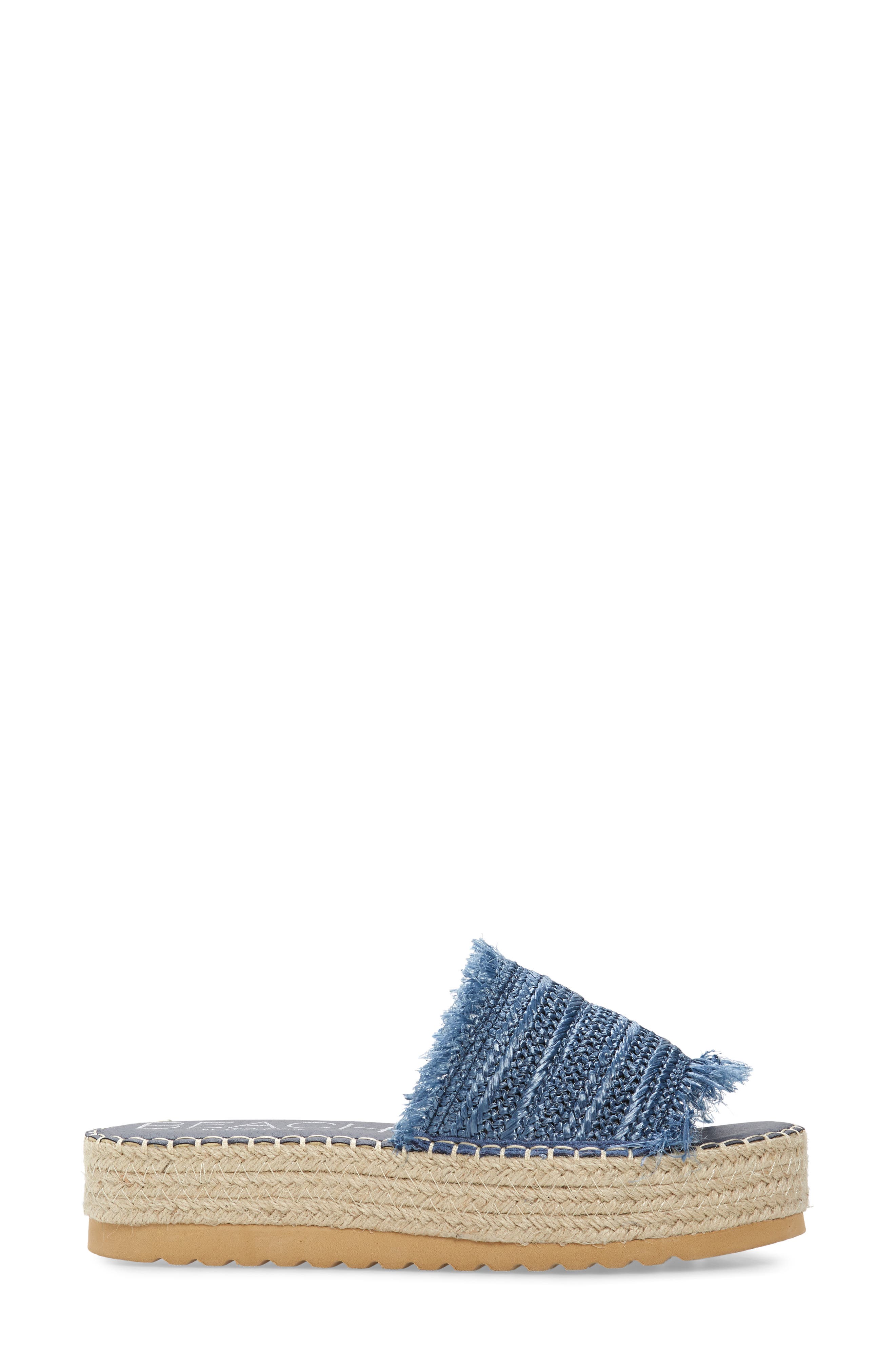 Coconuts by Matisse Seashell Platform Slide Sandal, Alternate, color, BLUE FABRIC