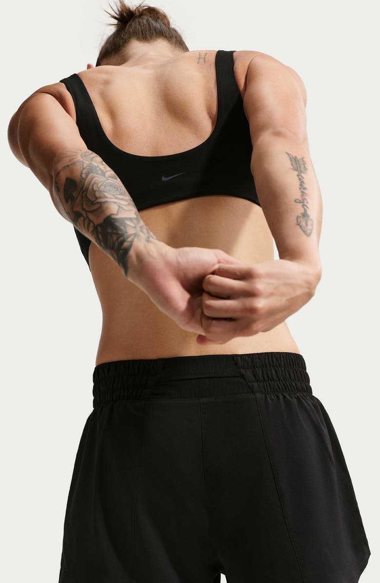 Nike One Dri-FIT High-Waisted 3-Inch 2-in-1 Shorts, Alternate, color, 011 Black/White