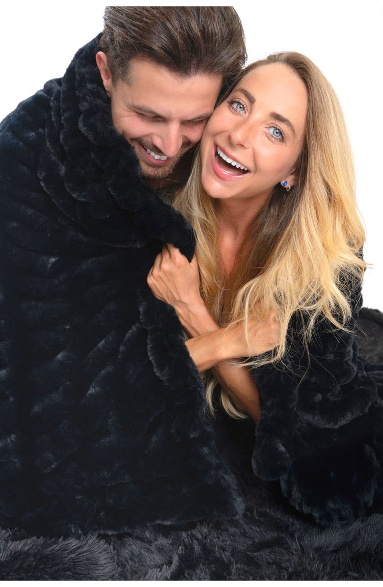 Sea To Me Blankets LA Escapade Faux Fur Throw Blanket, Alternate, color, Black