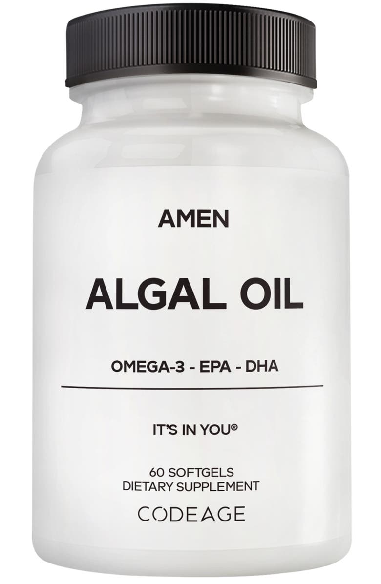 Codeage Algal Oil, 1000mg, Vegan Omega-3 Fatty Acids, DHA & EPA, Plant-Based Supplement, Main, color, White