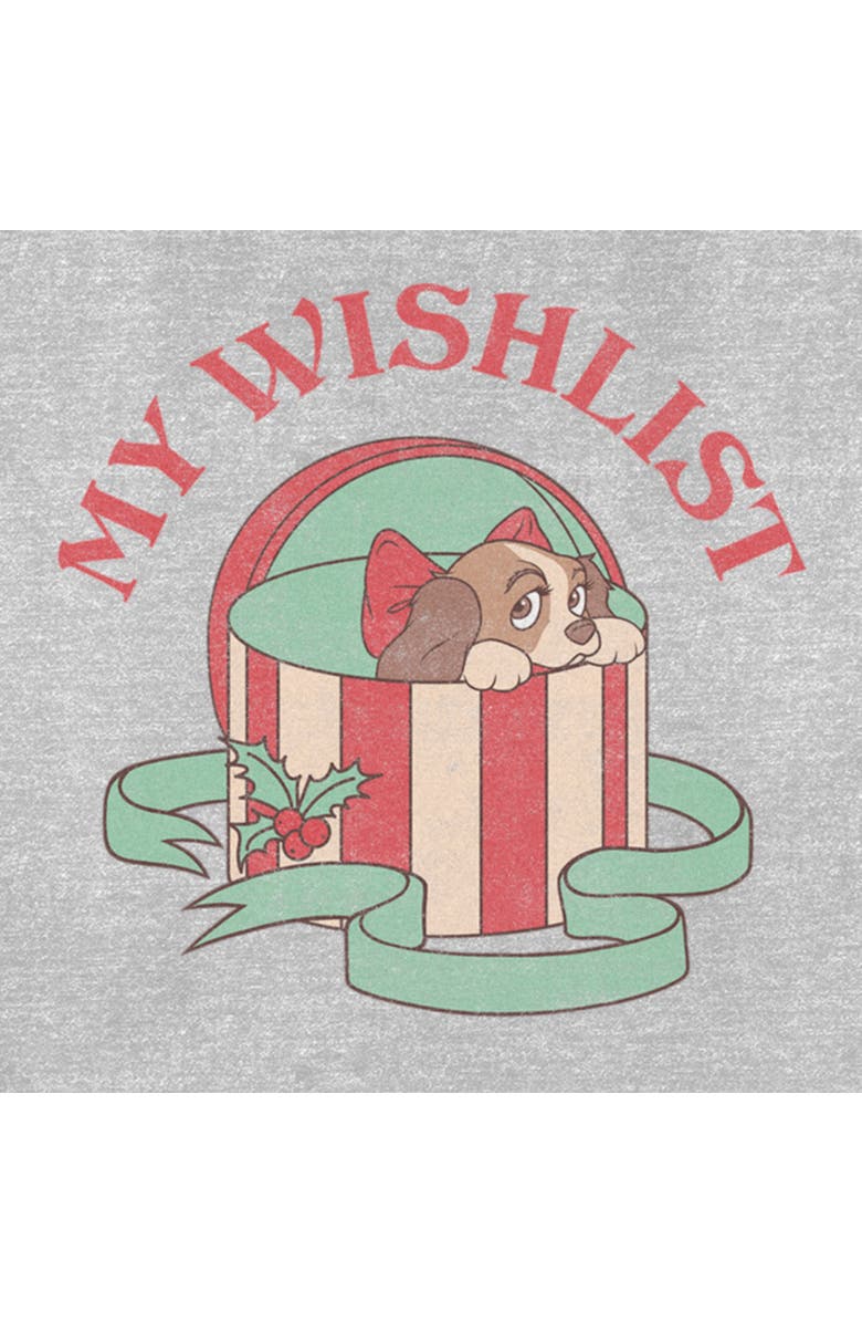 Lady and the Tramp Women's Lady and the Tramp Christmas My Wishlist  Graphic T-Shirt, Alternate, color, Athletic Heather