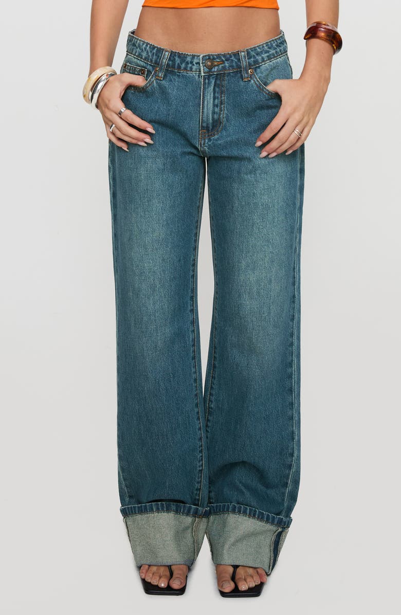 Princess Polly Toros Cuffed Low Rise Wide Leg Jeans, Main, color, 