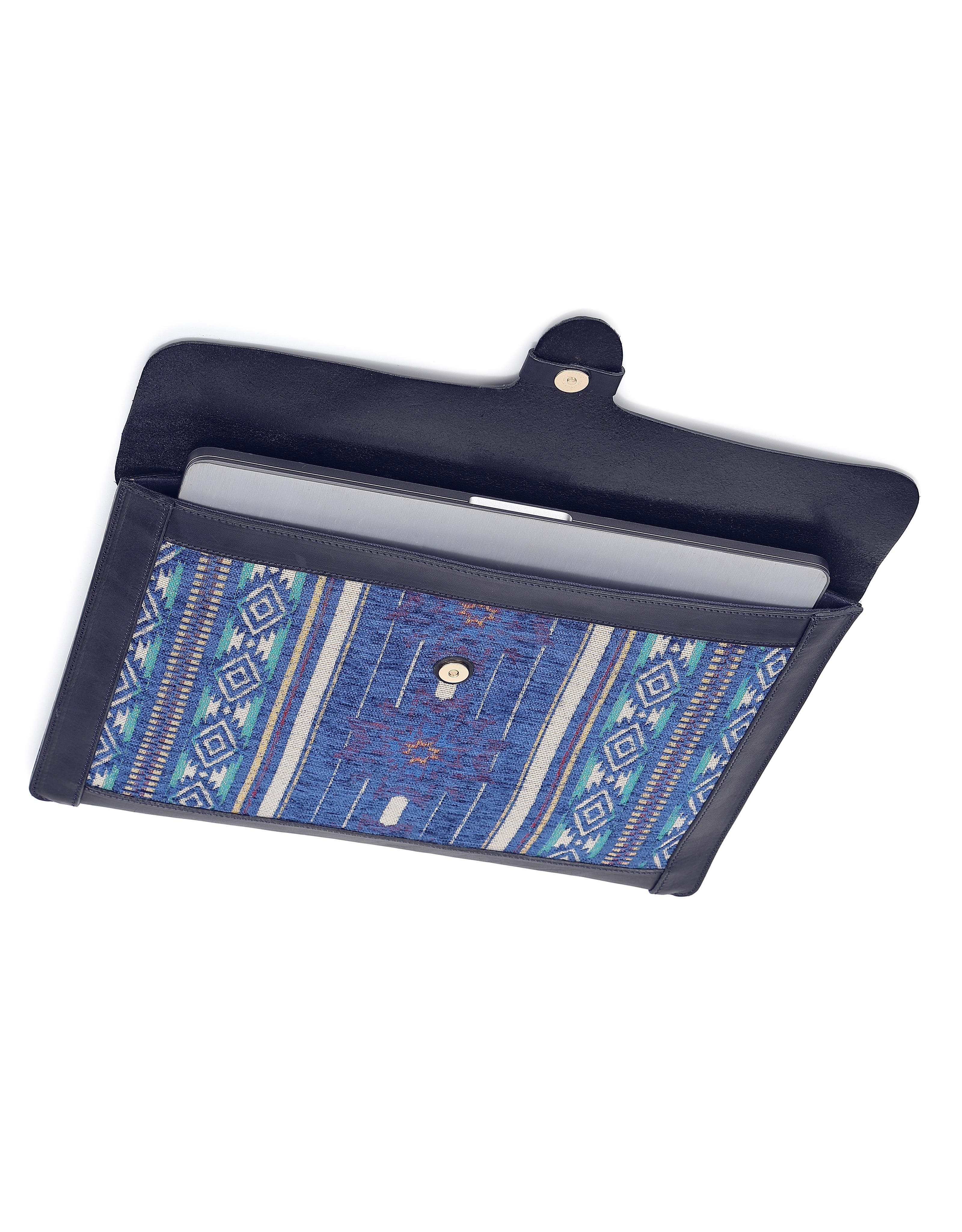 Myrtle Genuine Leather Laptop Sleeve, Alternate, color, Navy