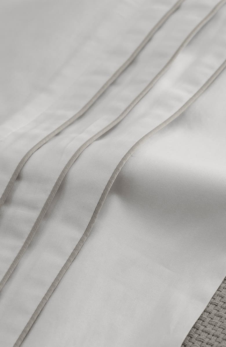 Boll & Branch Signature Triple Pleat Organic Cotton Sheet Set, Alternate, color, White/ Pewter