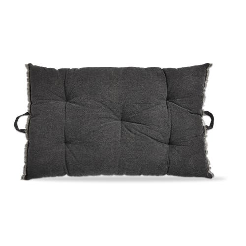 Tag Black Cotton Yarn Dyed Stone Wash Decorative Throw Pillow