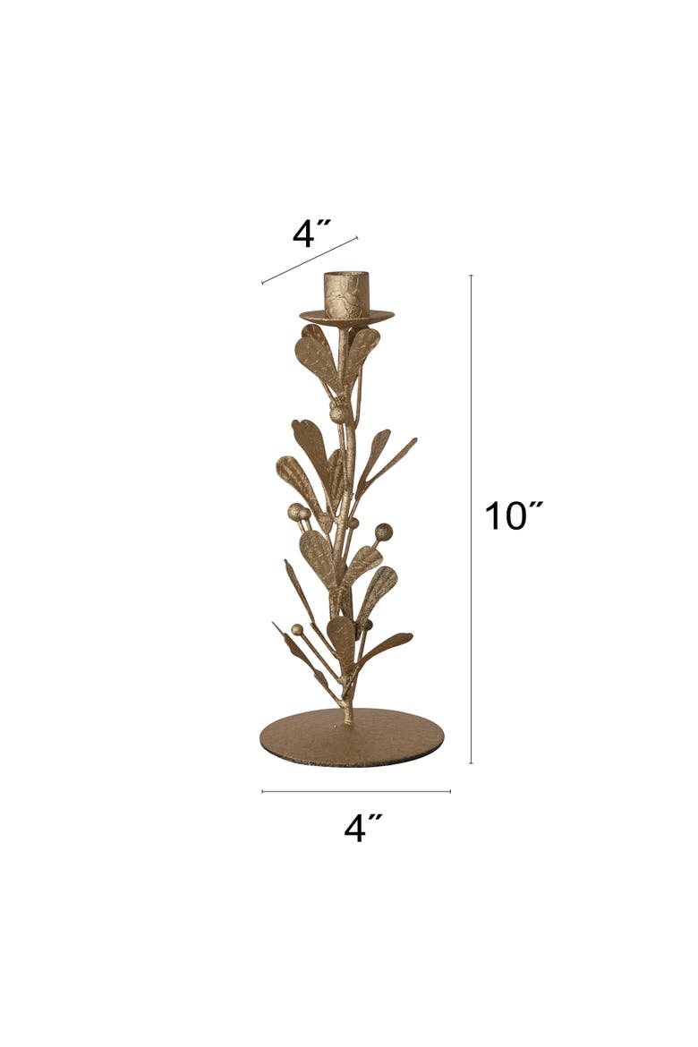 Distressed Iron Leaves & Berries Taper Holder, Alternate, color, Gold