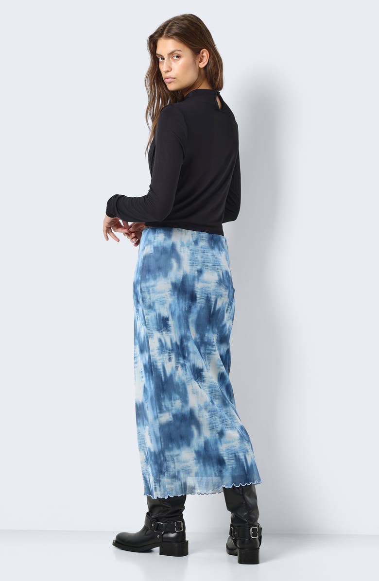 Noisy may Lucia Printed Mesh Maxi Skirt, Alternate, color, Bright White Aop Blu