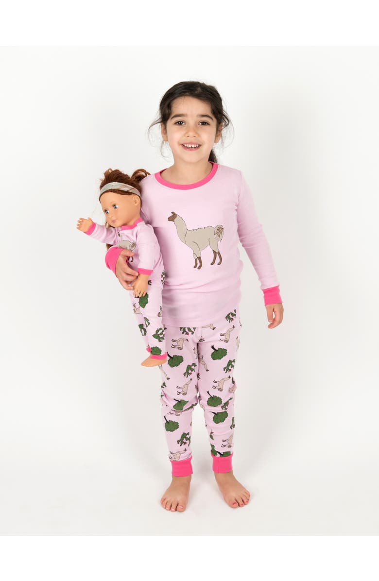 Leveret Girls Matching Doll Printed Cotton Pajamas, Animal & Seasonal Prints, Alternate, color, Llama