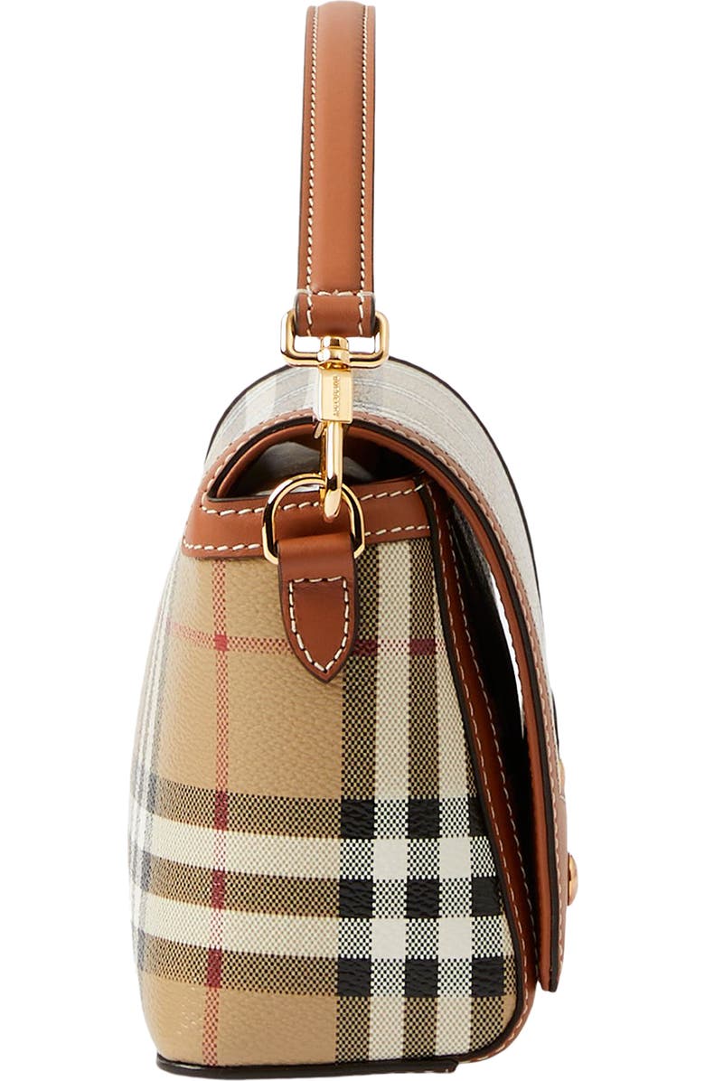 Burberry Small Note Check & Leather Crossbody Bag, Alternate, color, Briar Brown