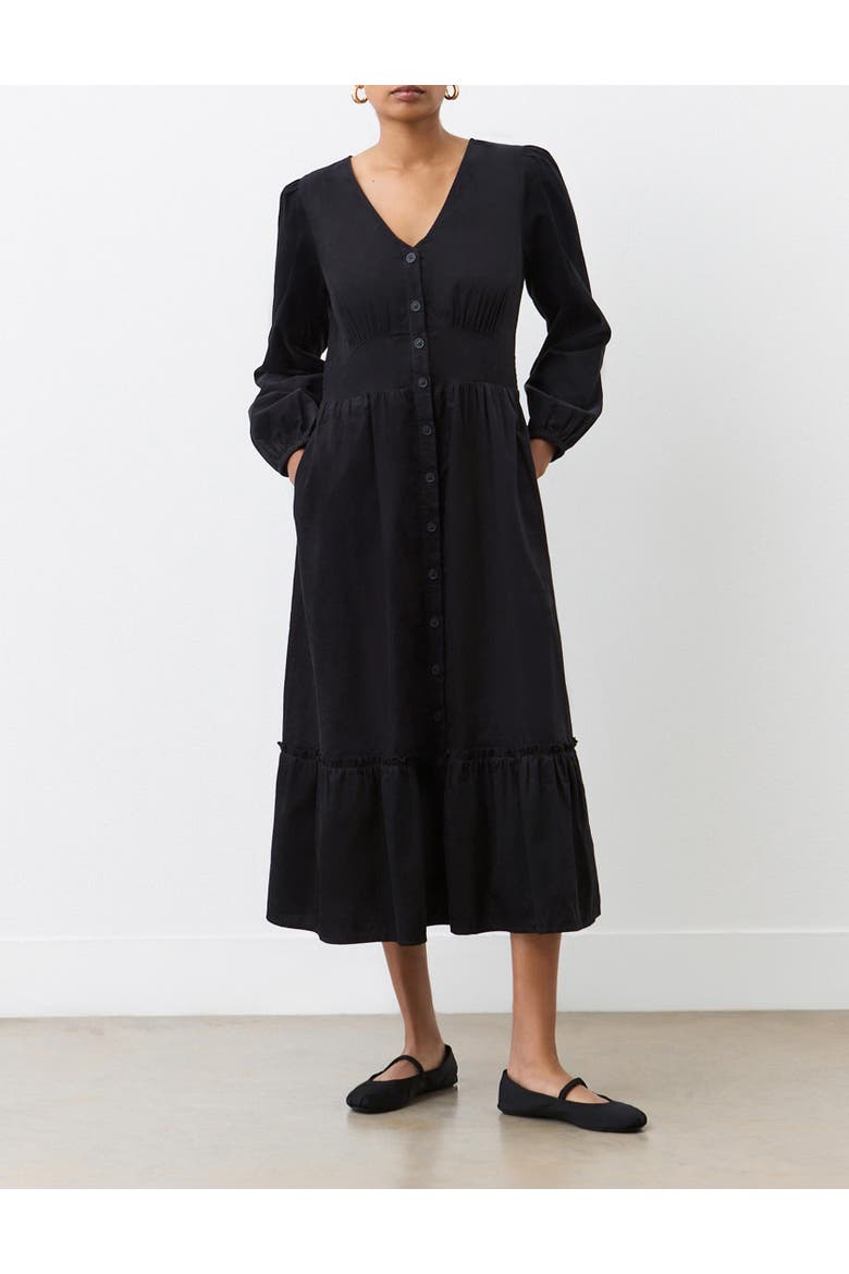 Arizona Long Sleeve Corduroy Midi Dress, Alternate, color, Black