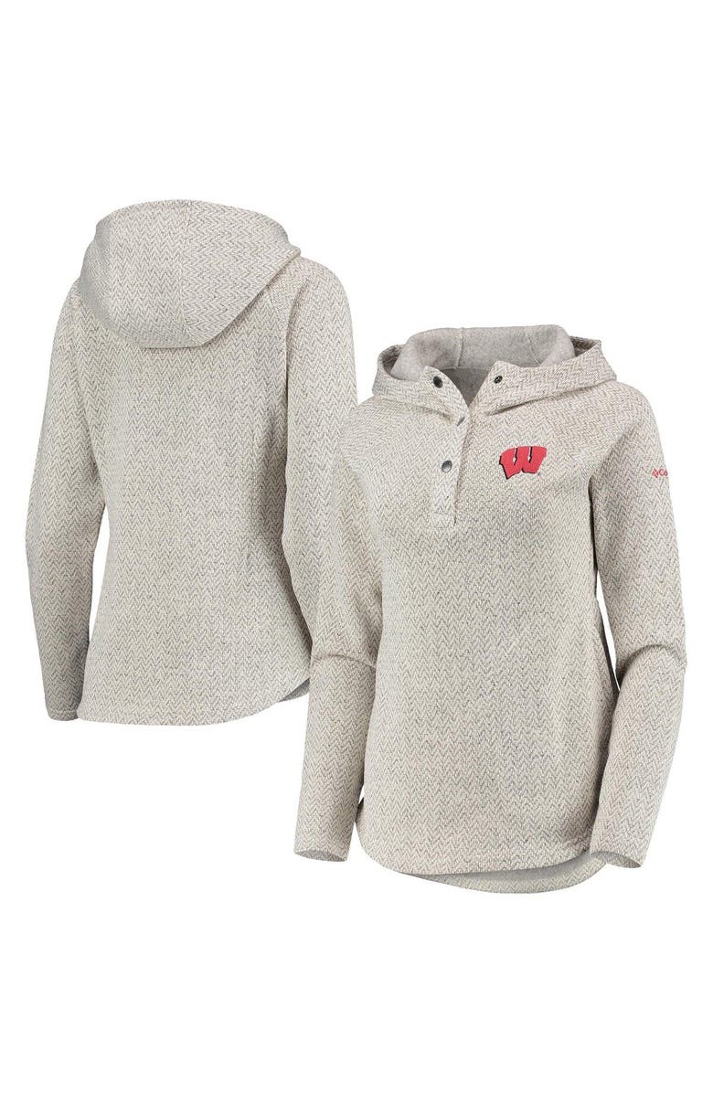Columbia Women's Columbia Cream Wisconsin Badgers Darling Days Raglan Fleece Pullover Hoodie, Main, color,