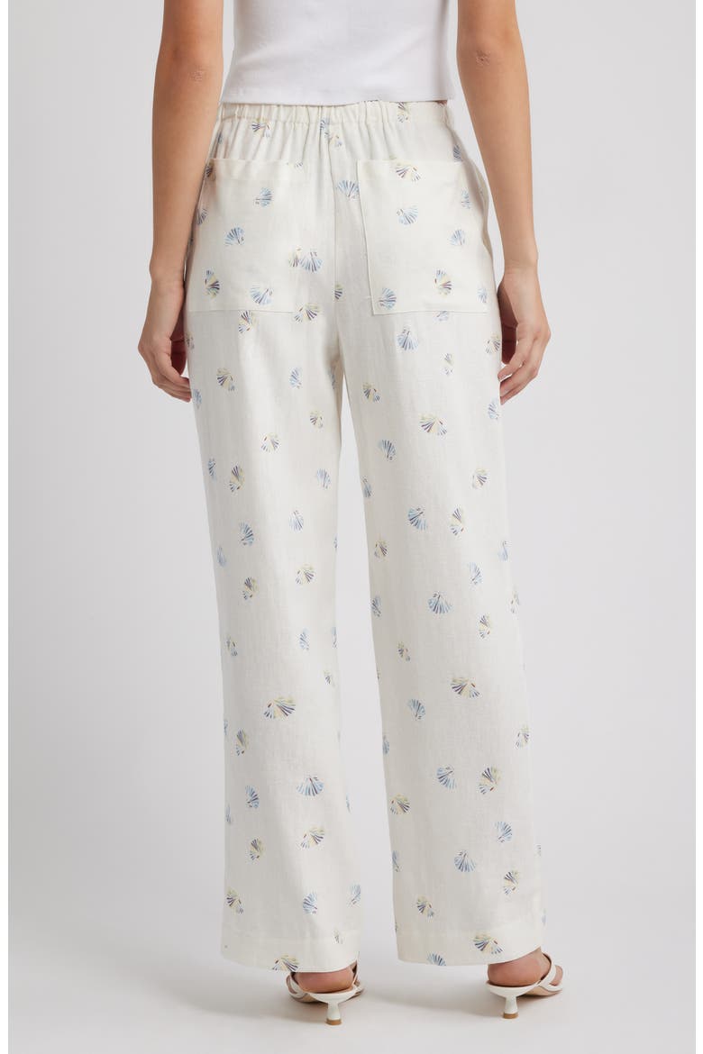 Blake Shell Print Linen Blend Drawstring Pants, Alternate, color, IVORY SEASHELL
