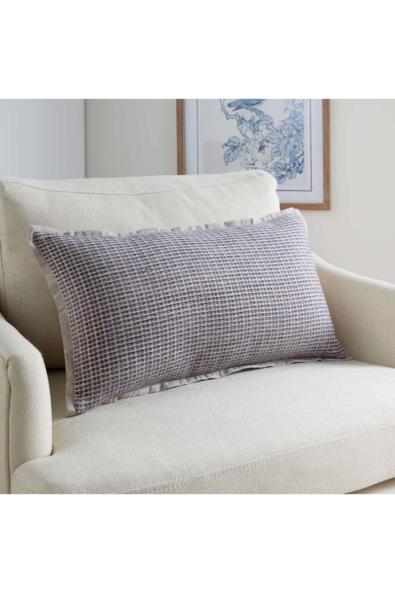 Sasha Jacquard Handwoven Indoor/Outdoor Lumbar Pillow 12" x 22", Alternate, color, Gray