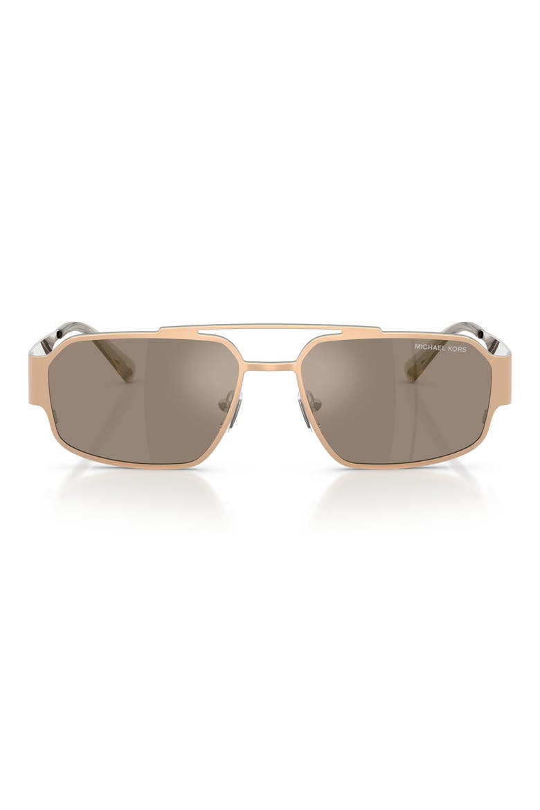 Cape Town 58mm Rectangular Sunglasses, Main, color, GOLD MATTE / BROWN SILVER