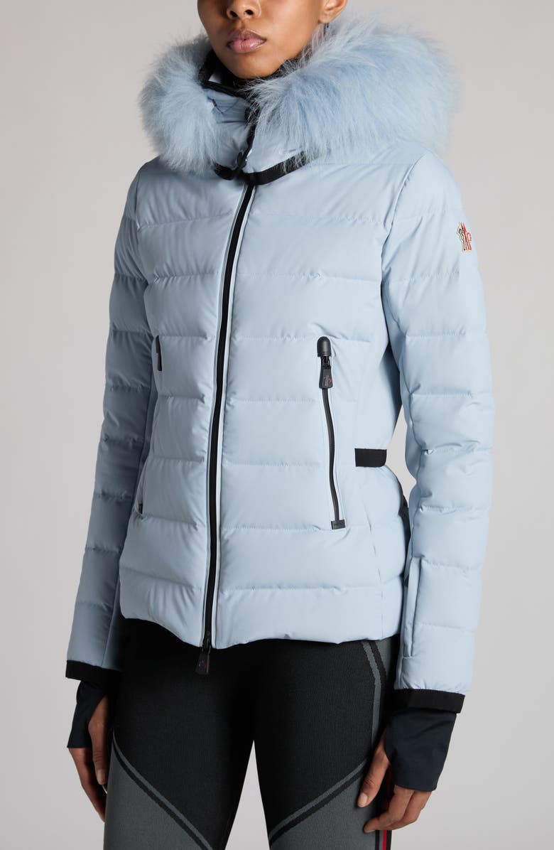 Moncler Grenoble Lamoura Fitted Down Ski Jacket with Removable Shearling Trim, Alternate, color,