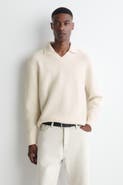 COS Waffle-Knit Wool Polo Sweater