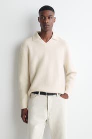 COS Waffle-Knit Wool Polo Sweater