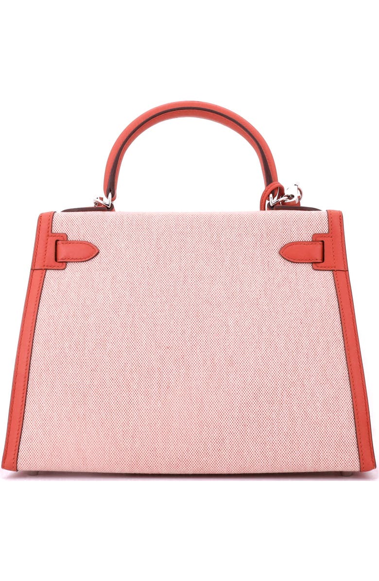 Pre-Owned Hermes Kelly Handbag Toile and Brown Swift with Palladium Hardware 28, Alternate, color, Brique