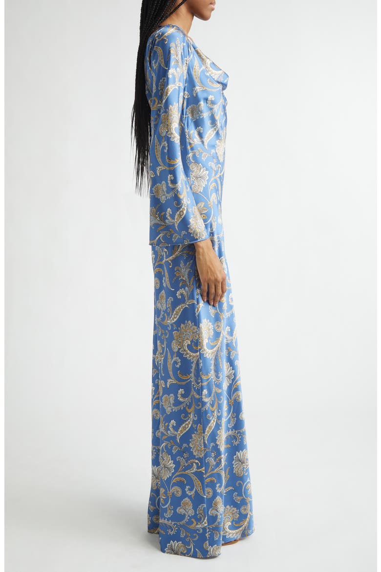 Ember Long Sleeve Paisley Silk Blend Maxi Dress, Alternate, color, BLUE COAST MULTI