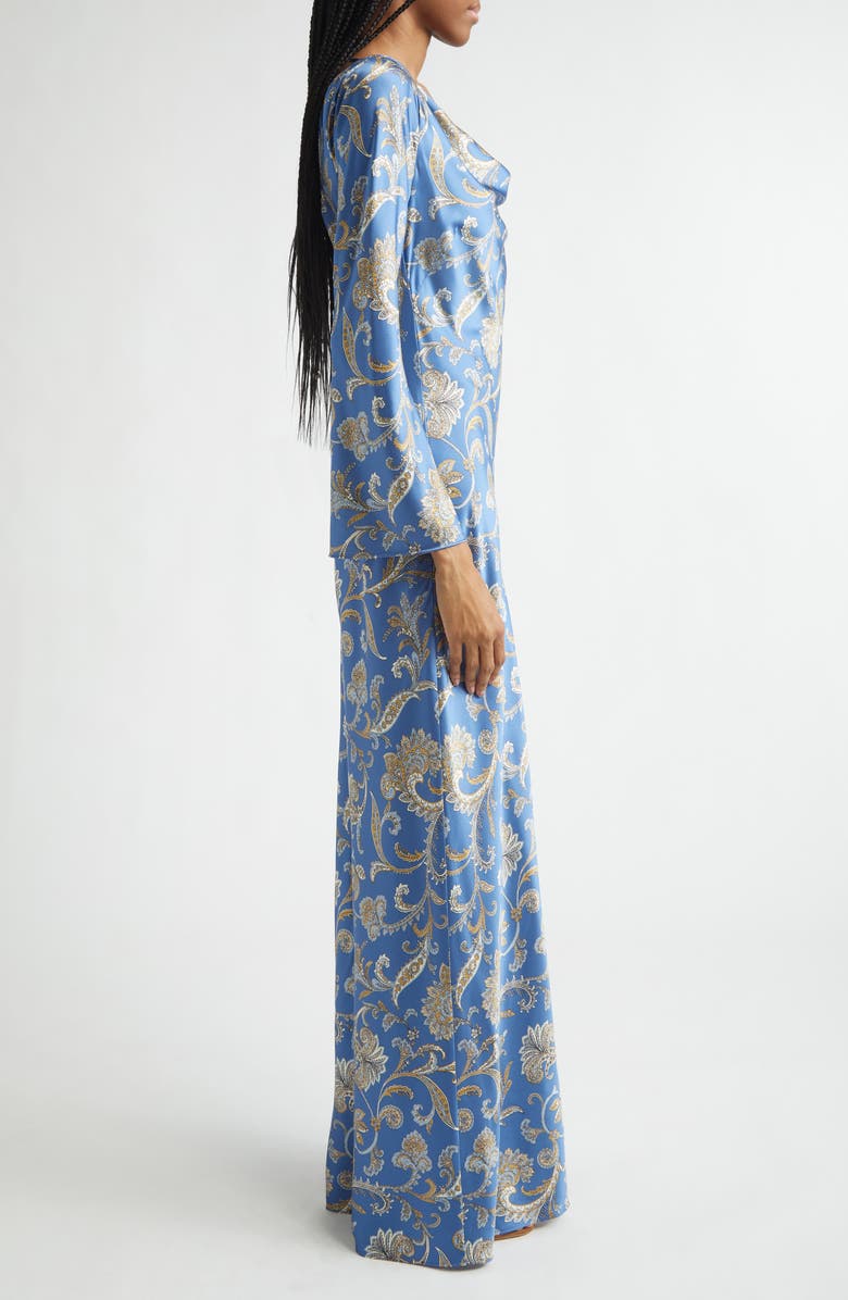Veronica Beard Ember Long Sleeve Paisley Silk Blend Maxi Dress, Alternate, color, Blue Coast Multi