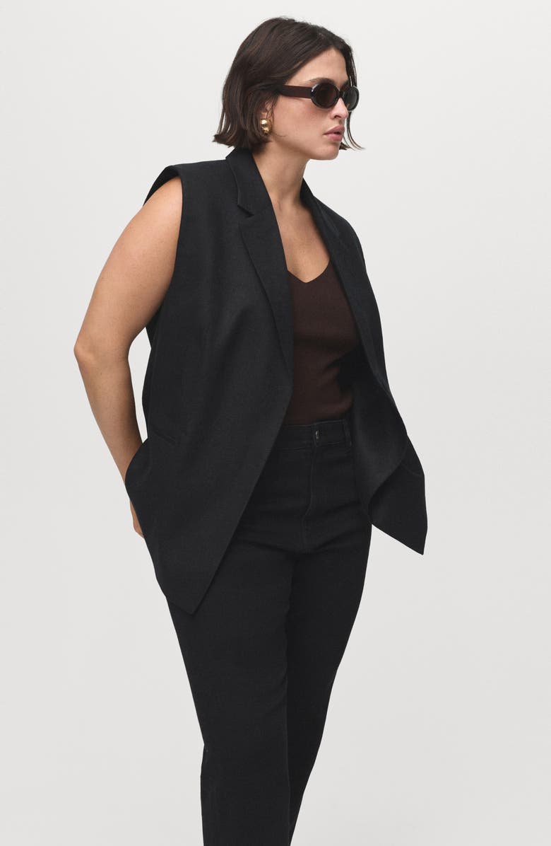 MANGO Sienna Raw Hem Crop Flare Jeans, Alternate, color, Black Denim