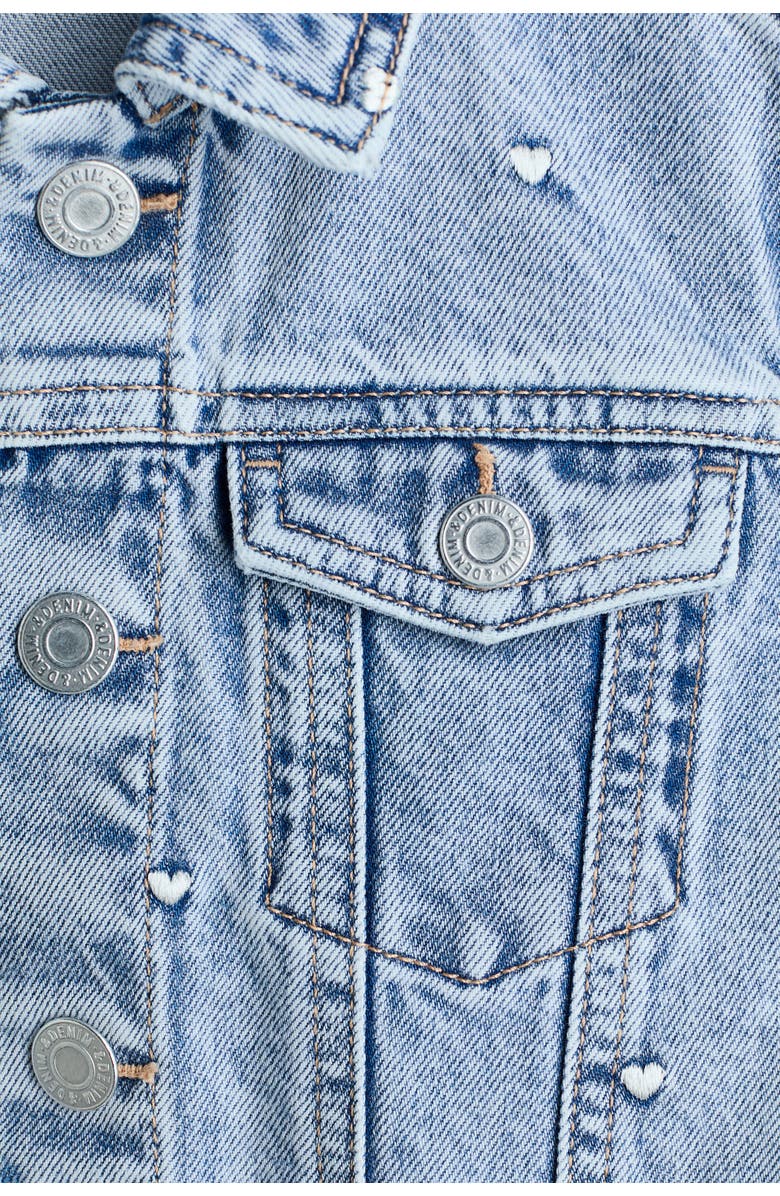H&M Embroidered Denim Jacket, Alternate, color, Light Denim Blue/Hearts