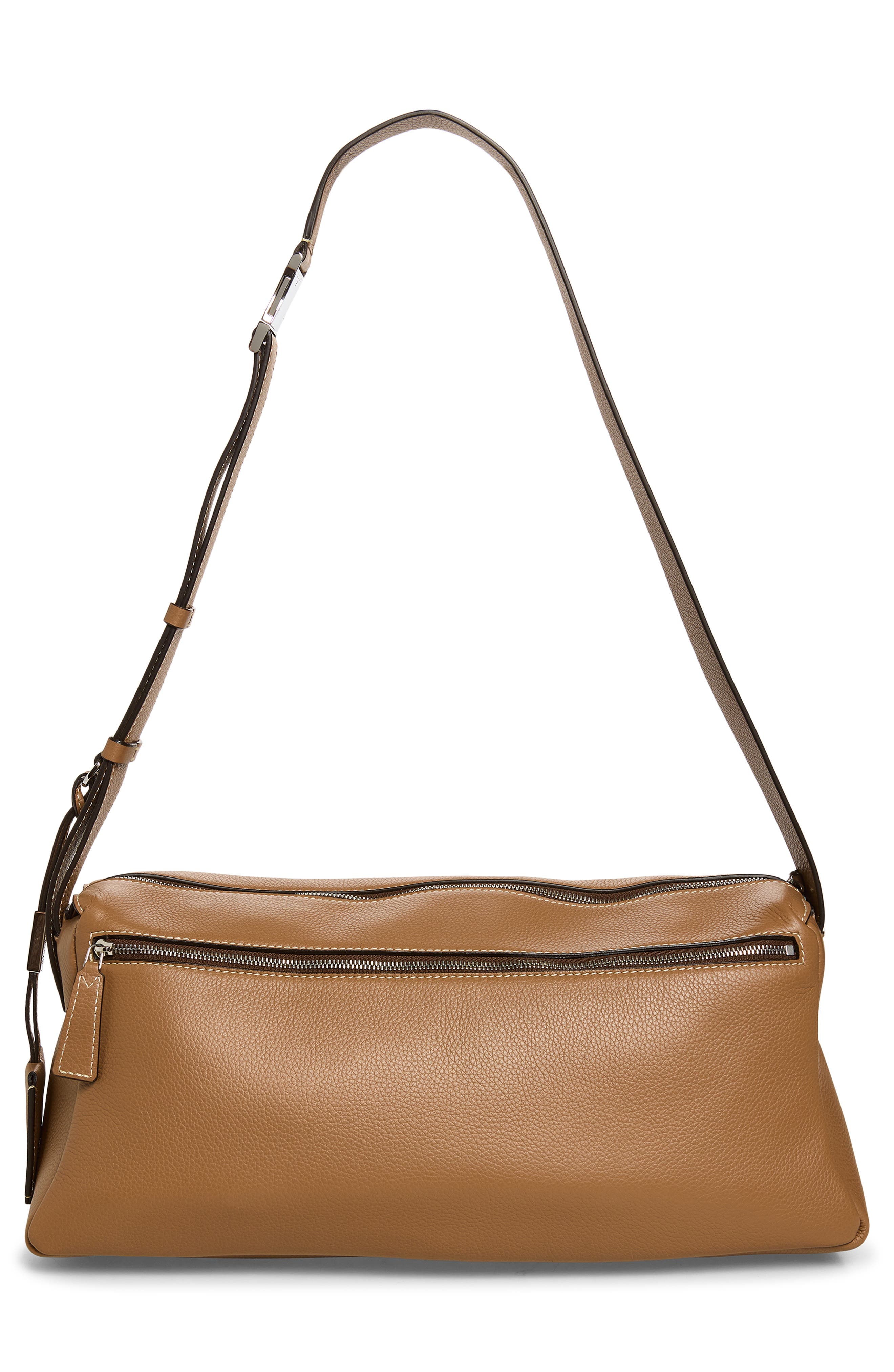 Max Mara Skipper Leather Shoulder Bag, Alternate, color, Brown