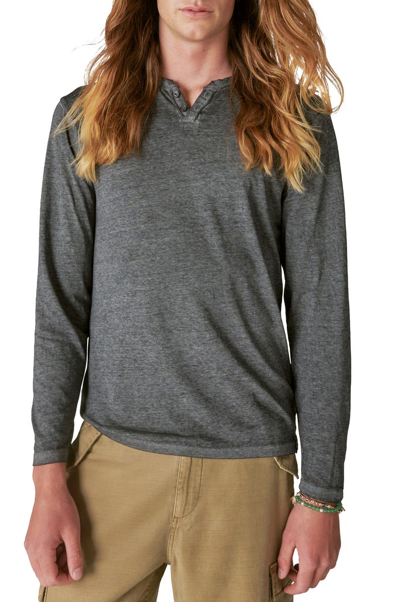 Lucky Brand Venice Burnout Cotton Blend Long Sleeve T-Shirt, Main, color, 